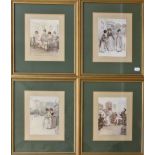 A set of four framed coloured bookplate illustration after Hugh Thomson, c.1913, from J. M. Barrie's