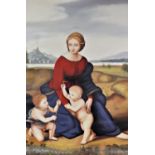 A modern oil on canvas painting of the Virgin and Child in the 17th century style, rolled, unframed.