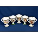 Five Caverswall limited edition Christmas goblets from the years 1978, 79, 80, 81 & 82 'The Spirit