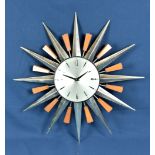 A retro 1970s Metamec quartz Sunburst wall clock