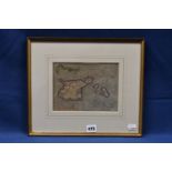 A Gerard Mercator map of 'Garnesay' engraved map with hand colouring, 6 x 8in. (15.2 x 20.25cm.),