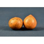 Two small Chinese etched gourds probably early 20th century, each with reserves depicting figures in