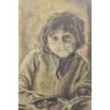 A pencil portrait of a young child by Peter Gill, signed and dated