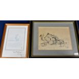 Sir Hugh Casson PRA: A print of a seagull signed and annotated 'The one legged gull is a symbol of