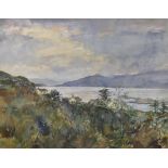 John Linfield, RWS (British, b.1930) " Kyle of Lochalsh " watercolour, signed and inscribed lower