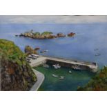David A. Le Cheminant - watercolour - "Creux Harbour, Sark"