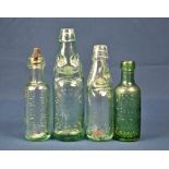 A small collection of antique bottles to include a Randall Guernsey Codd bottle (23cm) a Niagara