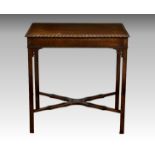 A George II style mahogany rectangular occasional table 1920s, the top with gadrooned carved edge