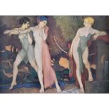after Sir William Russell Flint, RA (Scottish, 1880-1969) 'Artemis and Chione', reproduction in