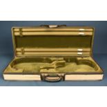 A double violin case with velvet lined interior and zipped outer cover, inscribed Ealing Strings