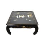 A Shibayama-style and lacquered square coffee table late 20th century, 36in. square.