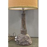 A Cornish Serpentine lighthouse shaped table lamp.