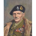 John Corvin, (British 1924 - 2010), oil on canvas portrait of Field Marshal Bernard Law Montgomery