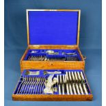 A cased silver plated Mappin Brothers - Mappin & Webb Ltd canteen cutlery near complete, the