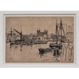 Herbert Menzies Marshall R.W.S. (British, 1841-1913), The Thames at the Tower of London, etching