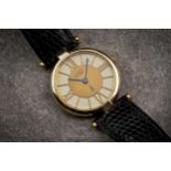 A Cartier Must de Cartier vermeil ladies wrist watch, 24mm. circular case, no. 145392 18, the