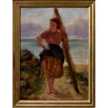 Edward Deanes (Exhib. 1860-1893), Portrait of a Young Fisherwoman . oil on canvas, signed and