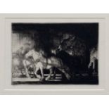 Edmund Blampied R.E. (Jersey, 1886-1966), "A Street by Night", drypoint etching, signed "Blampied