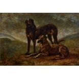 John Emms (British, 1843-1912), Pair of Irish Wolfhounds . oil on canvas, signed and dated '76 lower