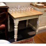 A painted pine and light oak kitchen table, 36 x 30in. (91.5 x 76.2cm.), 30in. (76.2cm.) high.