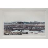 Paul Bisson (British, 20th century), 'Rocquaine', coloured etching, no. 87/150, signed and inscribed