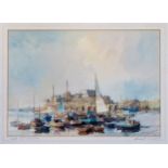 Charles Jaques (1921-2008), "Castle Cornet, St Peter Port" Guernsey . watercolour, signed lower
