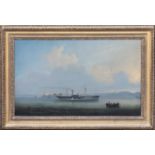 Philip John Ouless (Jersey, 1817-1885), The paddle steamer "Superb" of Jersey . oil on canvas,