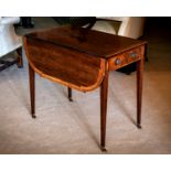 A good George III mahogany Pembroke table, the well figured top with shaped dropflaps and