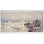 Ethel Sophia Cheeswright (British, 1874-1977), Breaking waves on the Sark coast . watercolour,