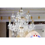 Four Venetian style cut glass and gilt two tier fifteen light chandeliers, second half 20th century,