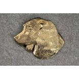 A 9ct gold Derek Birch dog's head pendant, depicting a spaniel, 29mm. long.