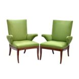 A pair of Modernist style walnut armchairs, in the style of the Hans J. Wegner 'Papa Bear' chair,