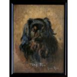 G. de Ros (20th century), Portrait of the Pekingese "Tiny Tim" . oil on board, signed lower right