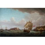 Thomas Whitcombe (English, 1763-1824), A merchantman and other vessels off Castle Cornet, Guernsey .