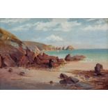 Sarah Louisa Kilpack (British, 1839-1909), Saints Bay, Guernsey . oil on canvas, unsigned, inscribed