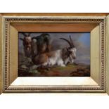 English School, circa 1860, Mountain Sheep and Goats . a pair, oil on panel . 4½ x 7 1/8in. (11.3