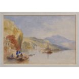 English School (19th century), Figures in boats on an Italian lake . watercolour . 8¼ x 11¾in. (21 x