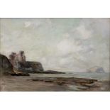 Charles Halkerston-Woolford (Scottish, 1864-1934), Tantallon Castle and Bass Rock from the Gregan,