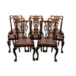A set of eight Georgian style mahogany dining chairs, 1920s-30s, including two carvers, the shaped