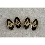 A pair of 9ct yellow gold Masonic cufflinks (2),