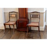 A pair of Regency and brass mounted beechwood chairs, the shaped, turned and rope twist top rail