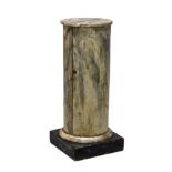 A 19th century scagliola faux-marble column cabinet, cylindrical form with single door and square