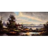 Friedrich Karl Thauer (German, 1924-2009), Lakeland landscape . oil on canvas, signed lower left