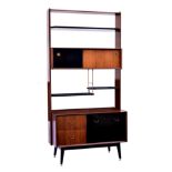 A G-plan teak and black lacquered dresser or room divider by Ernest Gomme, 1960s, the open back with