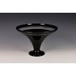 John Rocha for Waterford - a contemporary hobnail flash cut black centre piece bowl, of pedestal