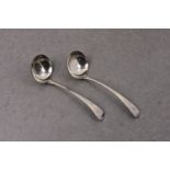 A pair of George III silver Old English pattern sauce ladles, Peter, Ann & William Bateman, London