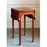 A small late-19th century mahogany Pembroke table, the shaped top with serpentine dropflaps,