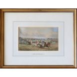 After Henry Alken Senior (English, 1785-1851), four horse racing steeplechase colour prints,