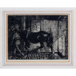 Edmund Blampied R.E. (Jersey, 1886-1966), "Returning to the Stable", drypoint etching, signed "