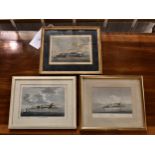 Three antique hand coloured engravings of Castle Cornet. (3),